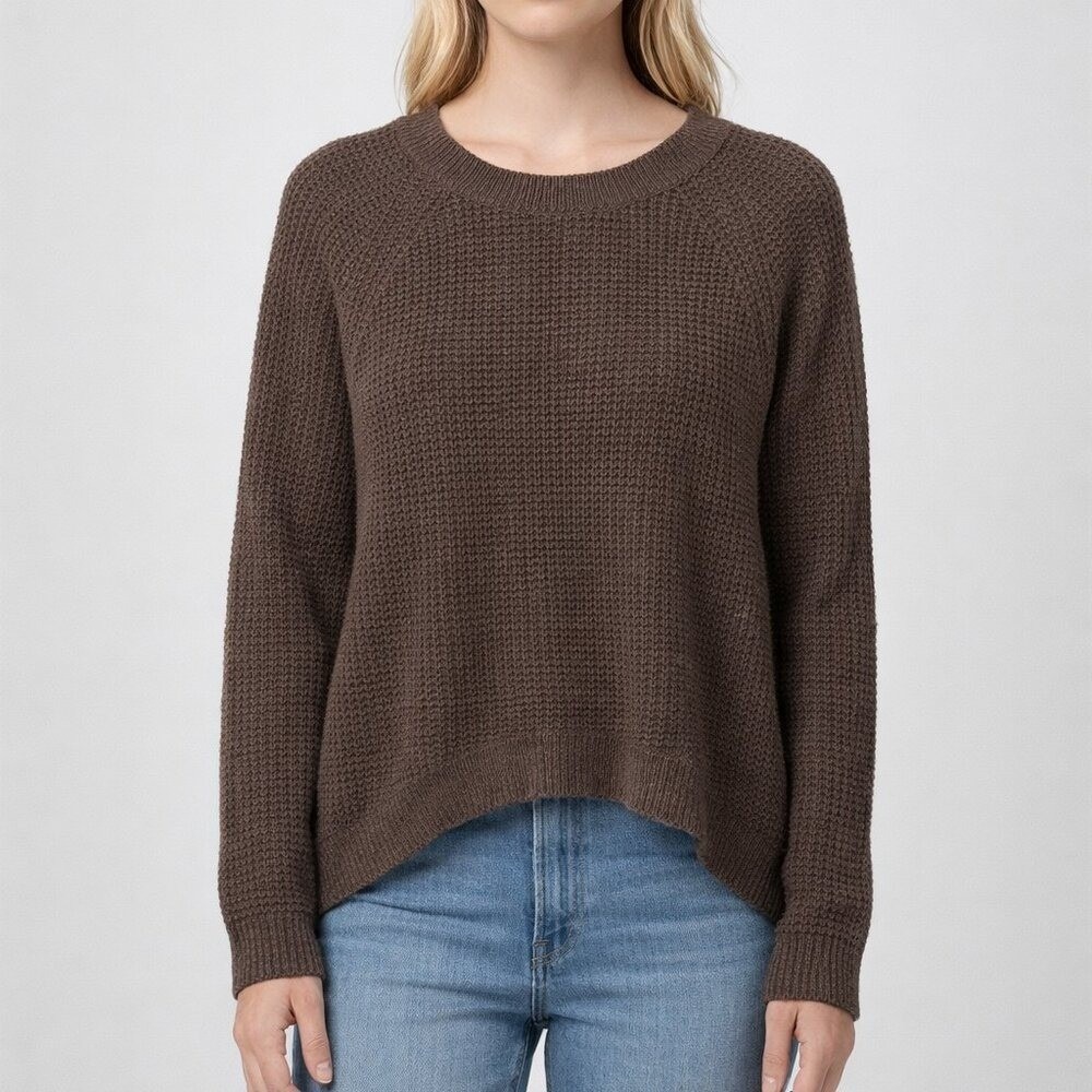 Vince Wool Yak Waffle Knit Sweater Brown‎ XS